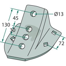 Skærsko med 45 mm hulafstand, perfekt til anvendelser indenfor landbrug.