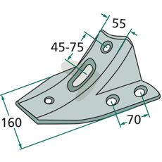 Justerbar skærsko med hulafstand 45-75 mm for fleksibilitet i arbejde.