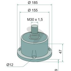 Leje med højregæng, 35x185x160 mm, perfekt til robust konstruktion.