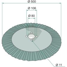 Korrugeret skive Ø 500X4 mm, effektiv til at forbedre jordbearbejdning.
