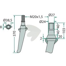 Rotorharve til intensivt arbejde, rotorharvetand med dråbe.