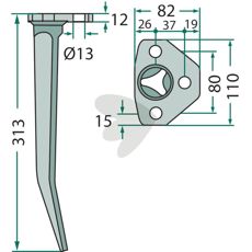 Harvetand med spidstype designet til lettere og mere præcis jordbearbejdning.