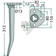 Harvetand med flangebredde til effektiv jordbearbejdning og høst af afgrøder.