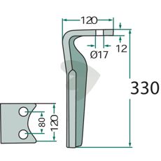 KE-01 rotorharvetand venstre med 80 mm hulafstand, ideel til krævende opgaver.