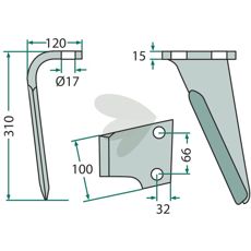 Rabe rotorharvetand, 120X310mm med 32mm hul, til præcisionsarbejde.