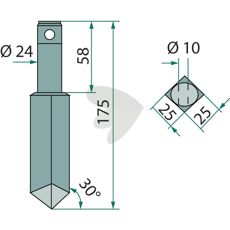 Rotorharvetand 25X170mm fra Rau, perfekt til forskellige jordbearbejdningstillämpningar.