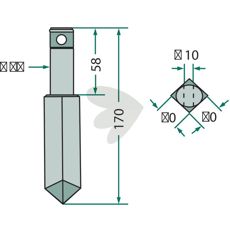Rau rotorharvetand 170mm med 10mm hul, ideel til græsslåning og jordbearbejdning.