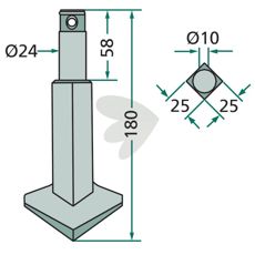 Rotorharvetand med fod, specielt designet til at forbedre jordbearbejdning.