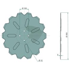 Diskharve med dimensionerne Ø450x5 mm, tandet for effektiv skæring.