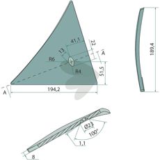 Vendepladebryst højre 063240R, robust og pålidelig til maskinvedligeholdelse.