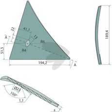 Vendepladebryst venstre - 063250R, perfekt til effektivt arbejde.