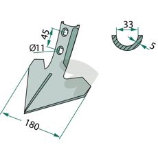 Gåsefods skær 180x5, ideel til jordbearbejdning og præcise snit.