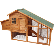 Stort hønsehus, 1900x650x1130 mm, giver rigelig plads til høns.