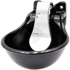 Emaljeret vandkopp, holdbar og æstetisk tiltalende for dyrene.