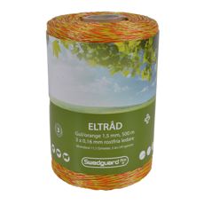 Eltråd 1,5 mm gul/orange, 500 m, perfekt til elinstallationer og havebrug.