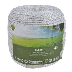 Trosse med elreb 300 m, 5 mm hvid, ideel til belysning og elektriske applikationer.