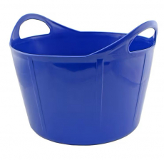 Blå Hansbo Sport vandtrug Flexi med 28 liters kapacitet, perfekt til vanding og dyrefoder.