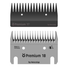 Premium skær 18/17 u/o kvæg fra Aesculap, ideel til klipning.