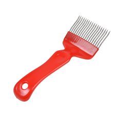 Vinklet afdækningsgaffel med 18 tænder, farve rød, for effektivt arbejde.