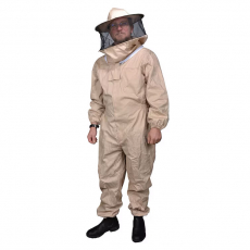 Biooverall med hætte i 100% bomuld, ideel for sikkerhed og komfort.