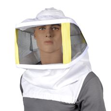 Hvid biscreen-top med armgennemgang, komfortabel og praktisk for biavlere.