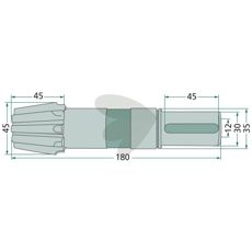 Pinyonaksel med 9 tænder for smidig og funktionel maskinarbejde.