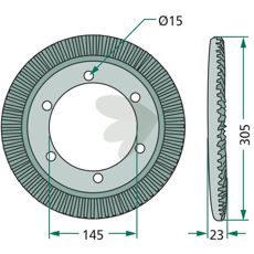Kronhjul for effektiv kraftoverførsel i maskinanvendelser.