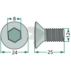 Sænk skrue med sekskant, designet til at give stærke og holdbare fastgørelser.