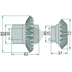 Konisk hjulsæt indeholdende modeller -06567374 og 06567377 for bedre funktion.