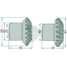 Konisk hjulsæt med artikler 16502979 og 16502980 for effektiv drift.