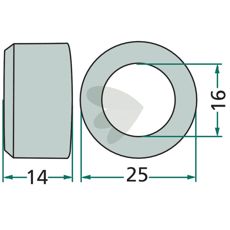 Afstandsbøsning 99.03-13.5, vigtig for styring og stabilitet.