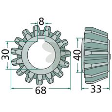 15-tands konisk hjul 1.1043.010.104.00, ideelt valg til landbrugsudstyr.