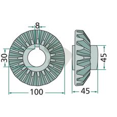 Effektivt konisk hjul med 19 tænder, optimerer kraftoverføring i maskiner.