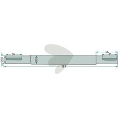 Drivaksel 30X383mm, kompatibel med Deutz Fahr, Pöttinger og Kverneland, til effektiv drift.