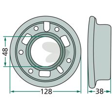 Fælg halvdele til 3.00X4 traktordæk, både højre og venstre.