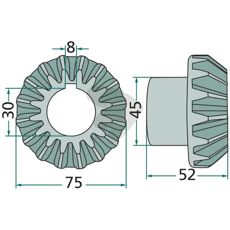 Konisk hjul med 16 tænder, model 1.1045.010.100.00 til effektiv drift.