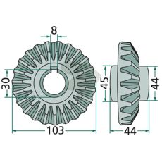 Konisk hjul med 23 tænder, til fremragende præstationsstyring og effektivitet.