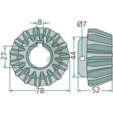 Konisk hjul med 16 tænder, perfekt til optimal ydeevne og holdbarhed.