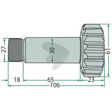Pignonaksel med 16 tænder, perfekt til effektiv kraftoverførsel i traktorer.