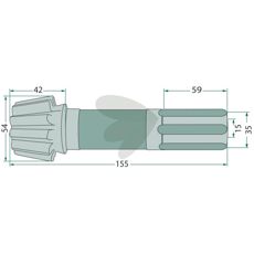 Pionaksel 12 tænder, 153432208, holdbar del til tunge maskiner.