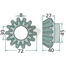 Konisk hjul med 14 tænder -153895.0, optimal til kraftoverførsel og pålidelighed.