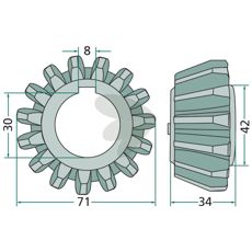 15-tænder konisk hjul, model 236.800081, perfekt til effektiv drift.