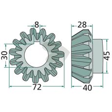 Højkvalitativt konisk hjul med 15 tænder, model 153005.0 for robust ydeevne.