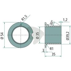Glideleje med krave 00410551, ideel til konstruktions- og landbrugsmaskiner.