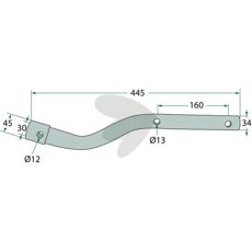 Taparm Kuhn 57643910, nødvendig del for maskinreparation.