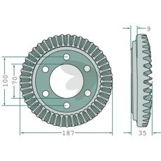 Kraftfuldt skivhjul 58557410 med 45 tænder til effektiv bearbejdning.