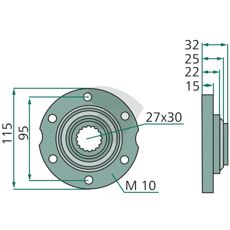 Kvalitativ nav med 16 splines til traktorer og landbrugsmaskiner.