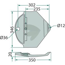 Slæbesko venstre B1362286, en pålidelig del til landbrugsmaskiner.