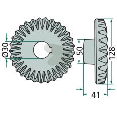 Konisk hjul med 29 tænder, designet til holdbarhed og pålidelighed.