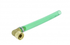 Vinklet aftapning med 90° og 25 cm slange, ideel til effektiv væskeanvendelse.